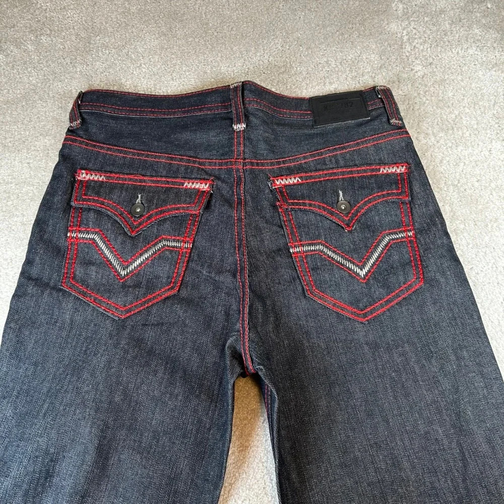 Vintage Y2K KB8782 Jeans Mens 38‎ Blue Red Grey Contrast Stitch Straight Leg NWT